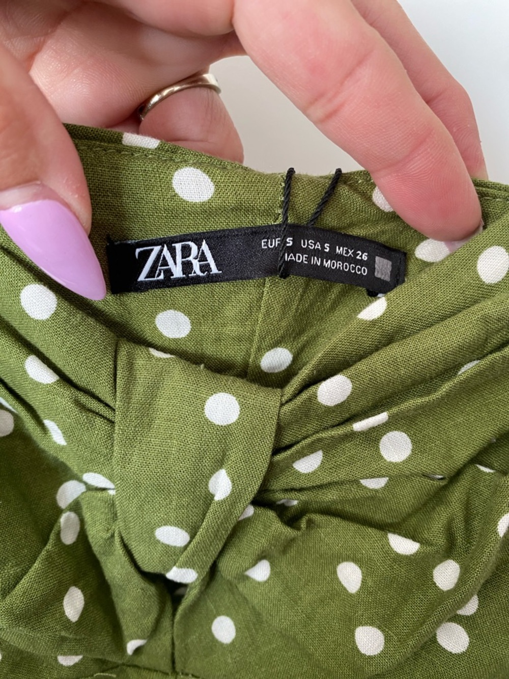 ZARA Green Polka Dot Ruched Slip Dress NWT! - Picture 10 of 10